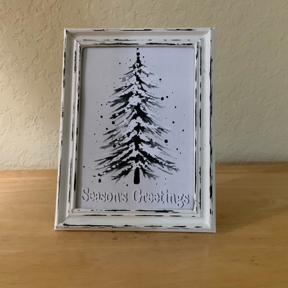 Farmhouse Christmas tree picture 5x7 w/frame